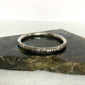 VTG Childrens Youth Sterling Silver 925 Y&S Round Repousse Bangle Bracelet Sz 6"